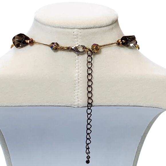 Premier Designs Prism Pendant Necklace Gold Glass Prism Beads Vtg Chunky 14" - Picture 5 of 8